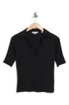 Vince Elbow Sleeve Polo In Black