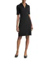 Vince Elbow Sleeve Polo Dress In Black
