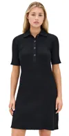 Vince Elbow Sleeve Polo Mini Dress Black