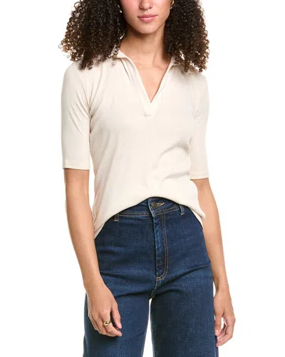 Vince Elbow-sleeve Polo Shirt In Sand