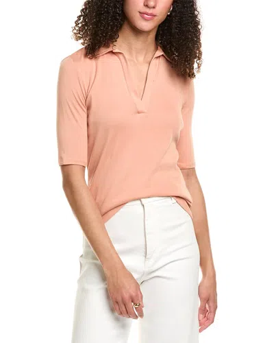 Vince Elbow-sleeve Polo Shirt In Orange