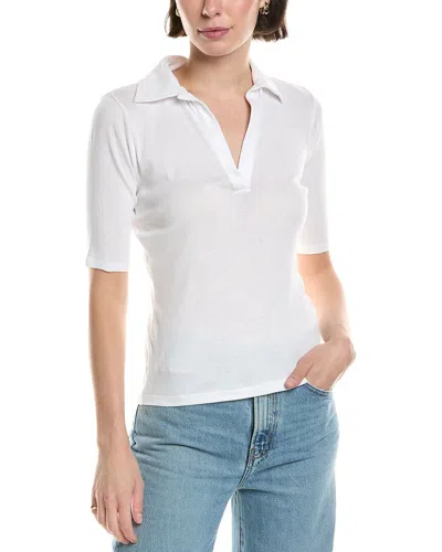 Vince Elbow-sleeve Polo Shirt In White