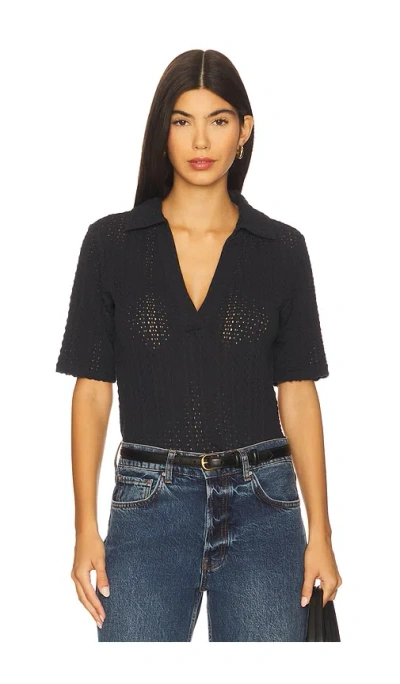 VINCE ELBOW SLEEVE POLO TOP