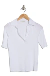 Vince Elbow Sleeve Polo In White