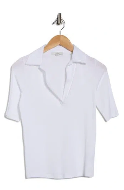 Vince Elbow Sleeve Polo In White
