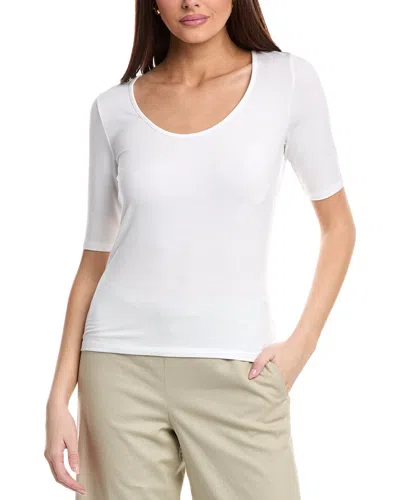 Vince Elbow-sleeve Scoop Neck T-shirt In White