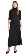Vince Elbow-sleeve Turtleneck Midi Dress In Black