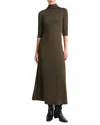 Vince Elbow-sleeve Turtleneck Midi Dress In Green
