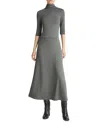 Vince Elbow Sleeve Turtleneck Dress In Green