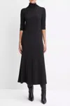 Vince Elbow-sleeve Turtleneck Midi Dress