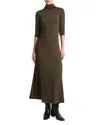 Vince Elbow-sleeve Turtleneck Midi Dress In Vine