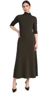 Vince Elbow-sleeve Turtleneck Midi Dress In Vine
