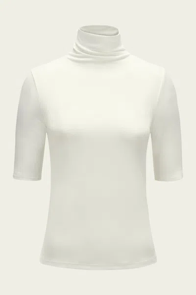 Vince Elbow-sleeve Turtleneck In Off-white In Neutral