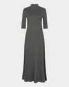 Vince Elbow-sleeve Turtleneck Midi Dress In Green