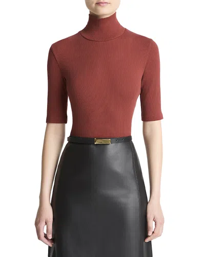 VINCE ELBOW SLEEVE TURTLENECK TOP
