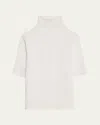 Vince Elbow-sleeve Turtleneck Top In Off White