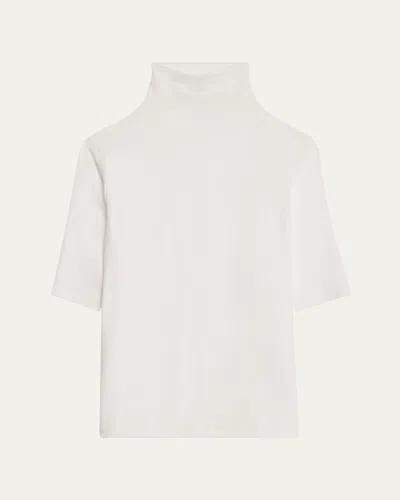 Vince Elbow-sleeve Turtleneck Top In Off White