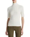 Vince Elbow Sleeve Turtleneck Top In White