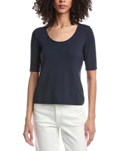 Vince Elbow-sleeve Scoop Neck T-shirt In Black