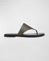 Vince Ellis Leather Slide Sandals In Militaire