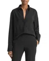 Vince Long-sleeve Silk Pullover Polo Top In Black