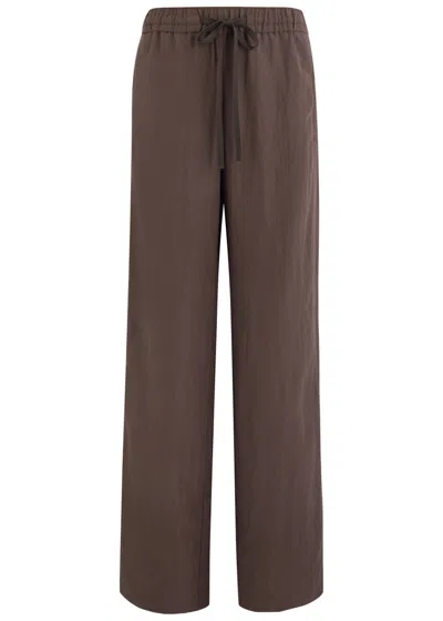 Vince Embellished Woven Trousers In Green