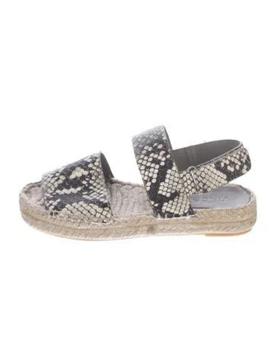 Pre-owned Vince Embossed Leather Animal Print Espadrilles In Neutrals