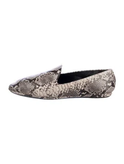 Pre-owned Vince Embossed Leather Animal Print Loafers In Black/grey