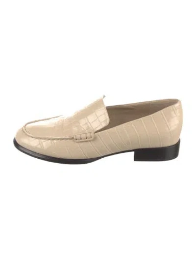 Pre-owned Vince Embossed Leather Animal Print Loafers In Neutrals