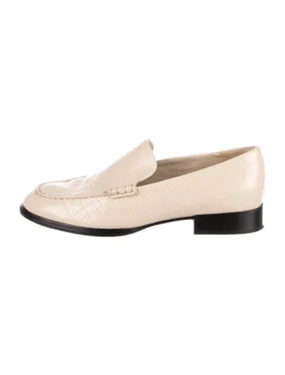 Pre-owned Vince Embossed Leather Animal Print Loafers In Neutrals