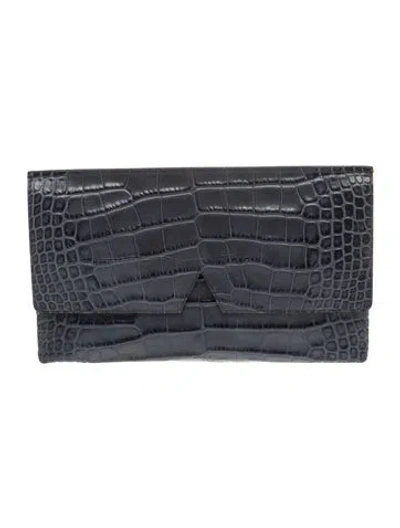 Pre-owned Vince Embossed Leather Clutch In Blue