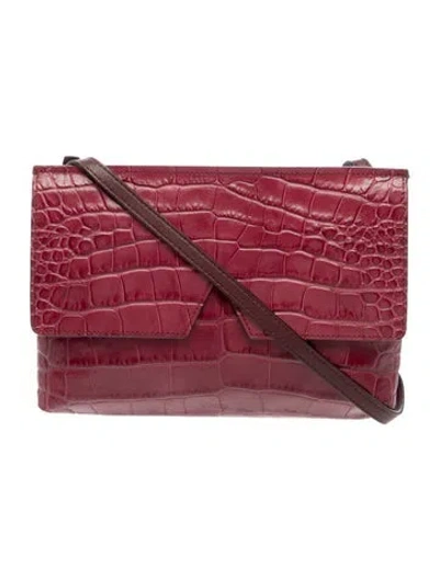 Pre-owned Vince Embossed Leather Crossbody Bag In Burgundy