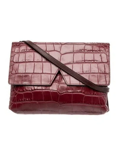 Pre-owned Vince Embossed Leather Crossbody Bag In Red