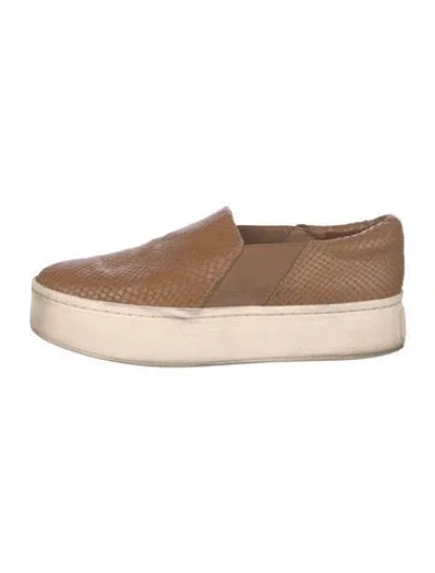 Pre-owned Vince Embossed Leather Espadrilles In Brown