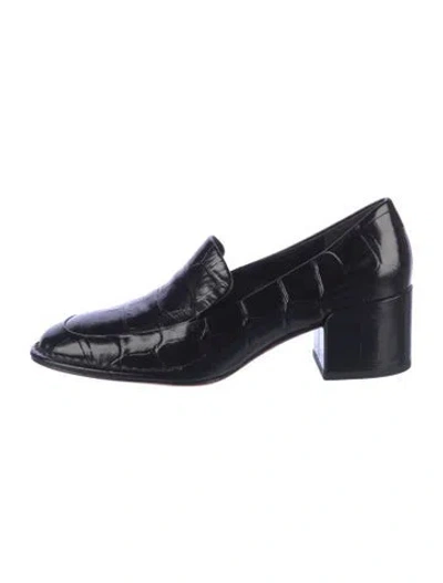 Pre-owned Vince Embossed Leather Loafers In Black