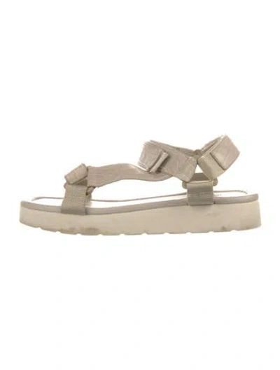 Pre-owned Vince Embossed Leather Sandals In Gray