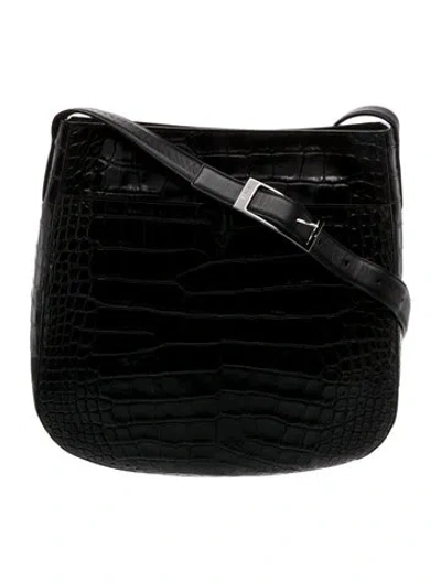 Pre-owned Vince Embossed Leather Shoulder Bag In Black