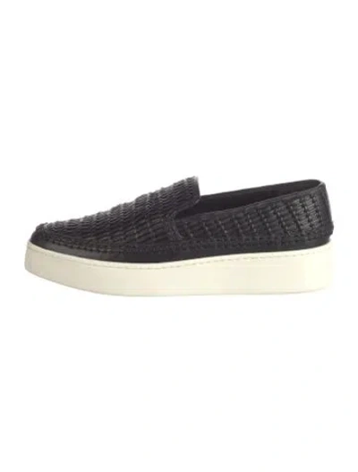 Pre-owned Vince Embossed Leather Sneakers In Black