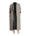 Vince Pressed Plaid Wool Blend Coat In Multi