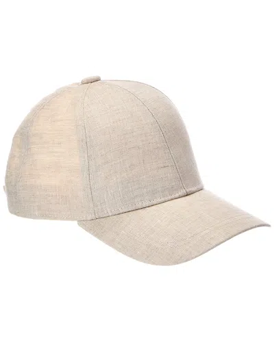 Vince Embroidered Linen Baseball Cap In Gold
