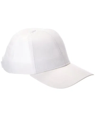 Vince Embroidered Linen Baseball Cap In White