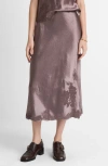 Vince Embroidered Satin Maxi Slip Skirt In Purple