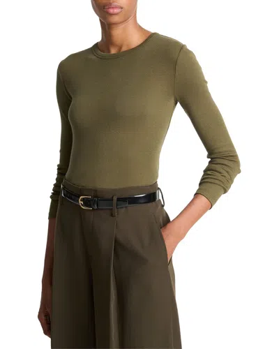 Vince Essential Long Sleeve Crewneck Tee In Green