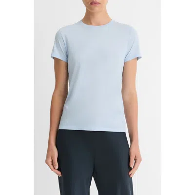 Vince Essential Crewneck Pima Cotton T-shirt In Porcelain Blue