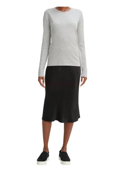Vince Essential Long Sleeve Crew Neck Tee In Heather Grey In Gray