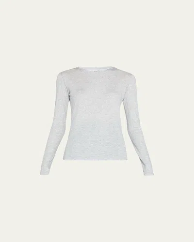 Vince Essential Long-sleeve Crewneck Tee In Gray