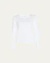 Vince Essential Long-sleeve Crewneck Tee In White