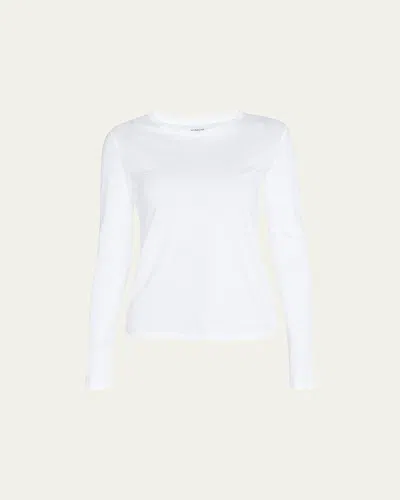 Vince Essential Long-sleeve Crewneck Tee In White