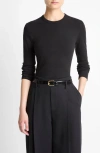 Vince Essential Long Sleeved Turtleneck Top In Black