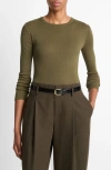 Vince Essential Long Sleeve Crewneck Tee In Green
